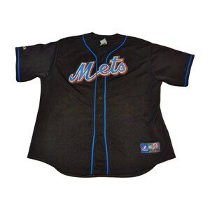 New York Mets Majestic MLB Blank Jersey XXL Men's Black Great Condition